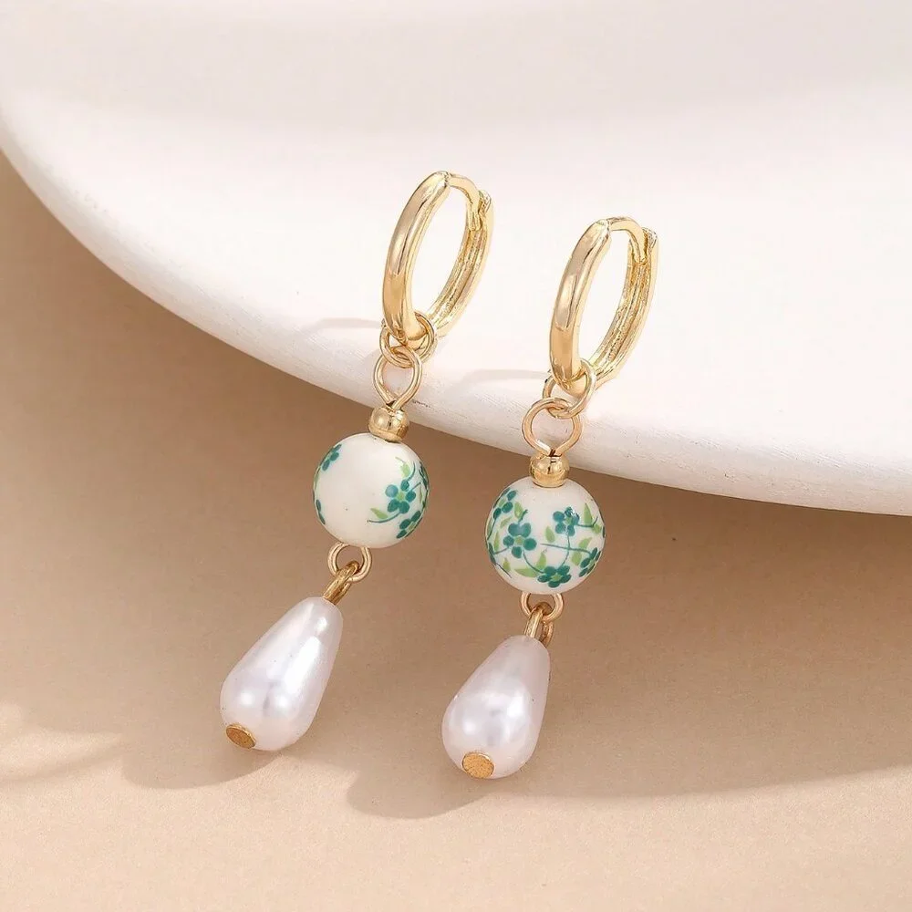 Multicolor Sexy Women's Style Faux Pearl Ceramic Pendant Earrings - Picture 8 of 11